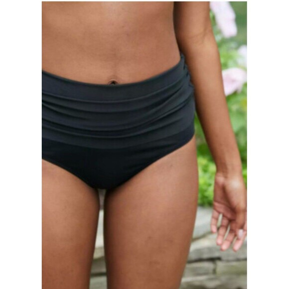 NWT Aerie High Waisted Foldover Bikini Bottom - Black, Size M - Picture 1 of 5